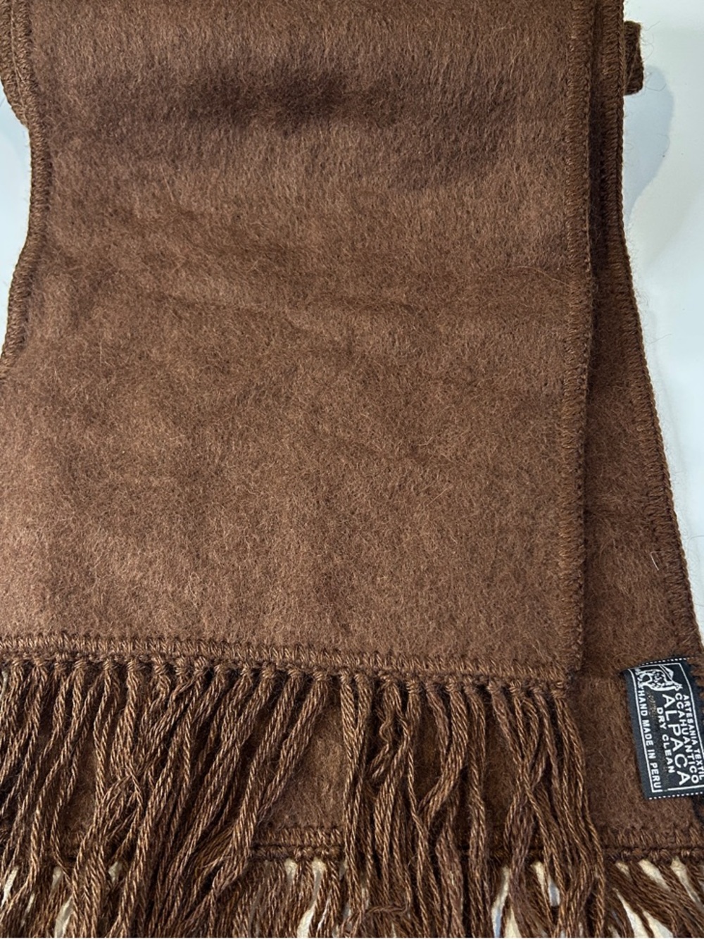 Alpaca Hand Crafted Brown Fringe Scarf ultra soft  fall classic look
